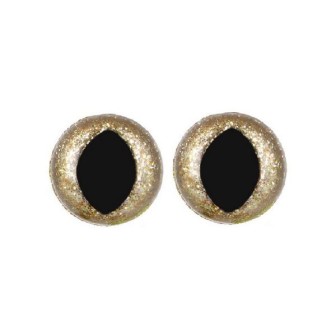 Cat eye 15 mm light gold glitter