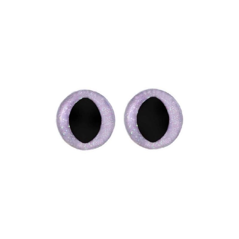 Oeil de chat amigurumi 15 mm mauves paillettes