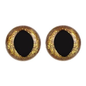 Kattenoog 18 mm goud glitter