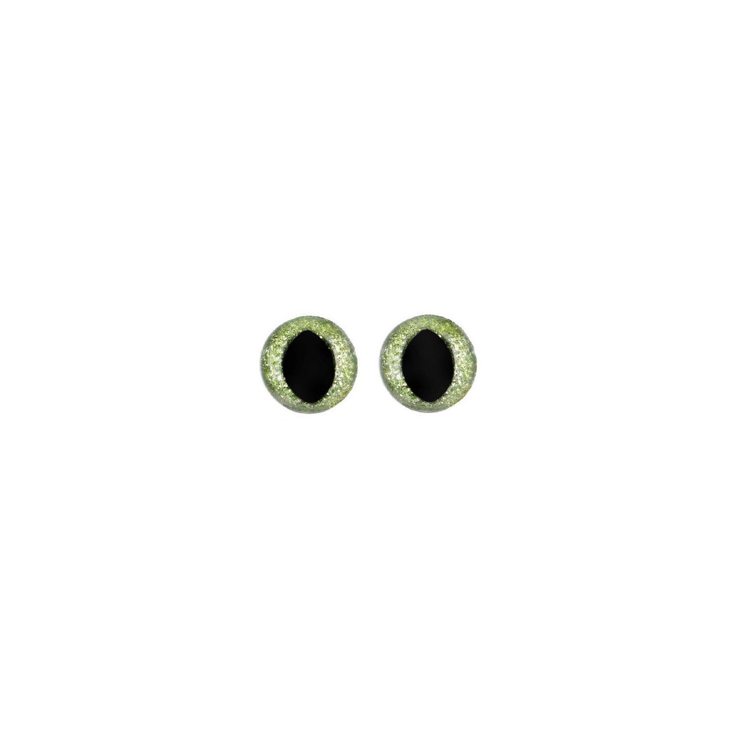 Kattenoog 18 mm groen glitter