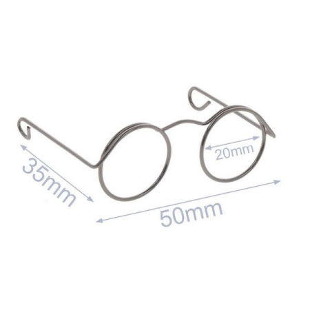 Bril voor knuffel metaal 5 cm oud nikkel