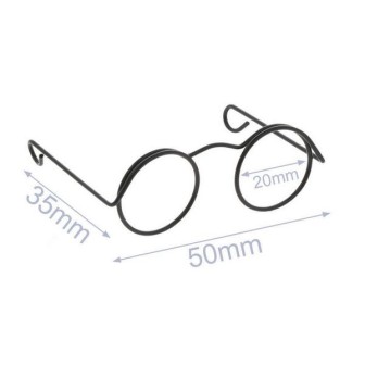 Bril voor knuffel metaal 5 cm zwart