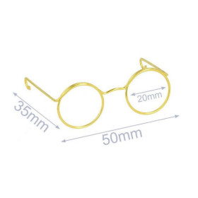 Brille für Stofftiere Metall 5cm gold