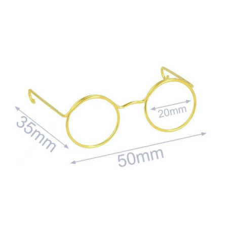 Bril voor knuffel metaal 5 cm goud