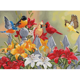 Luca-S Embroidery kit Backyard Birds with Daylilies