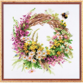 Riolis Embroidery kit Wreath with Fireweed
