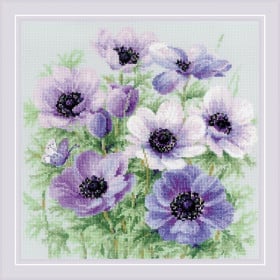Riolis Stickset Lila Anemonen