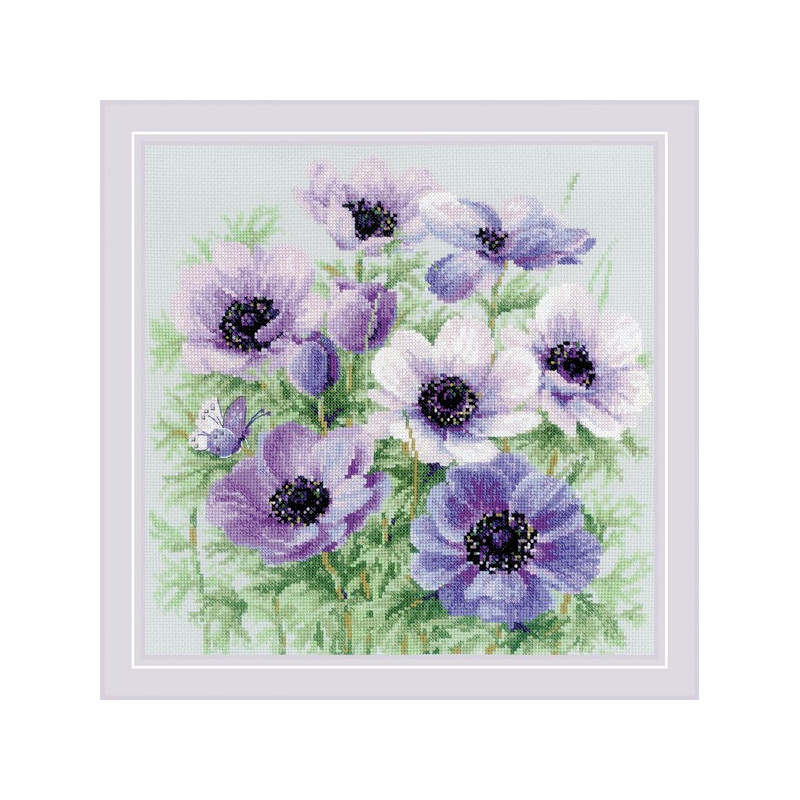 Stickset Lila Anemonen