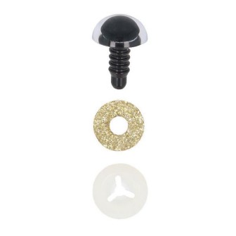 Dierenoog 15 mm goud glitter voor amigurumi en knuffels