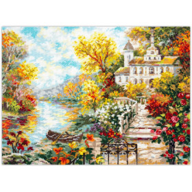 Kit de broderie Maison au bord de la rivière