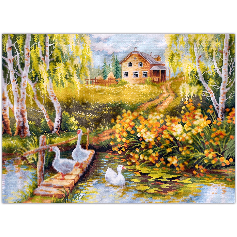 Embroidery kit Village Pond Embroidery kit Village Pond