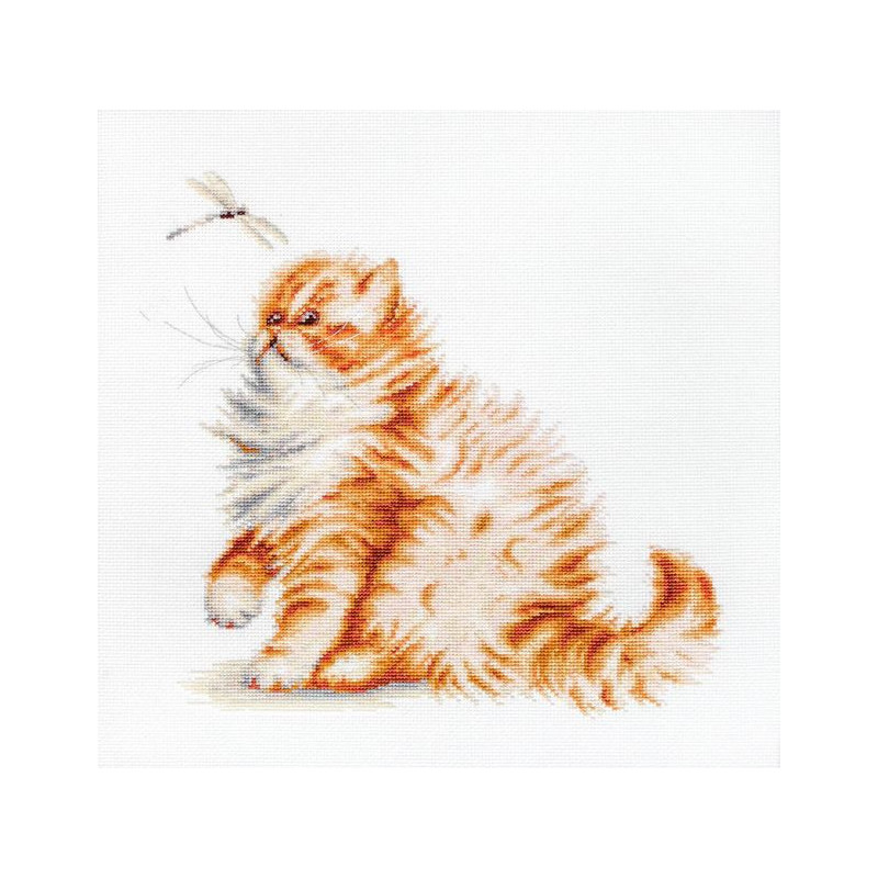 Embroidery kit Kitten with a Dragonfly