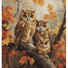 Kit de broderie La famille des hiboux