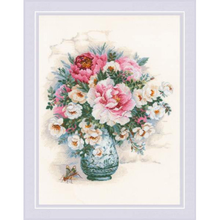 Kit de broderie Pivoines et roses sauvages