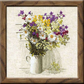 Riolis Wildflower Embroidery Kit - 45x45 cm Cross Stitch