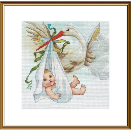 Kit de broderie Un cadeau d'une cigogne