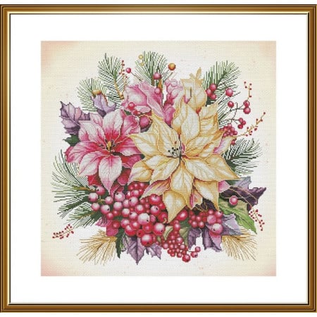 Borduurpakket Kerst bloemen