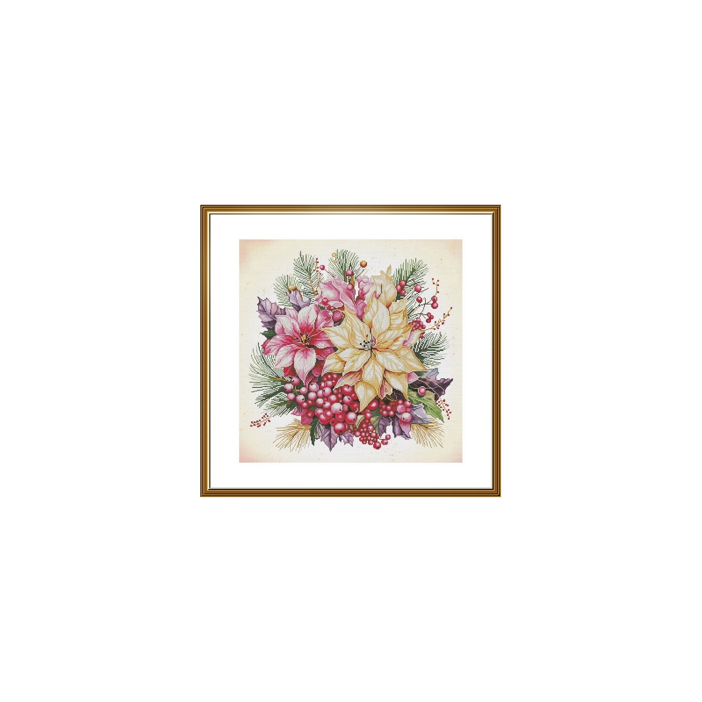 Borduurpakket Kerst bloemen