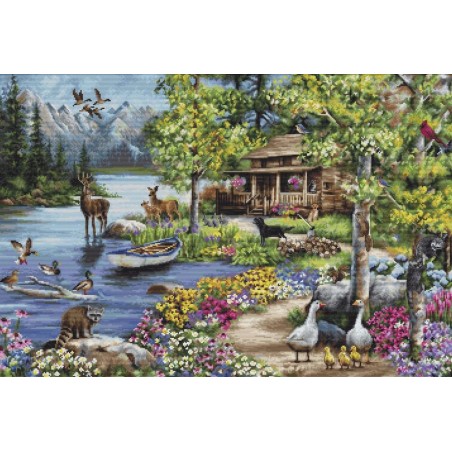 Kit de broderie Cabane au bord du lac