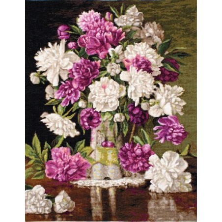 Kit de broderie Pivoines rouges et blanches