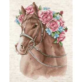 Borduurpakket Paard in bloemen