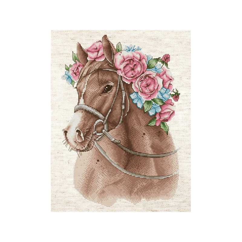 Borduurpakket Paard in bloemen