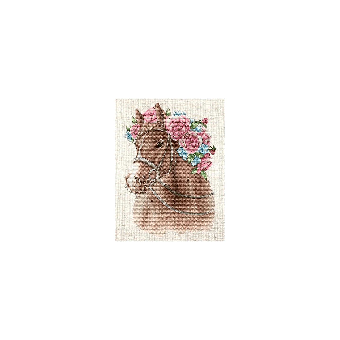 Borduurpakket Paard in bloemen