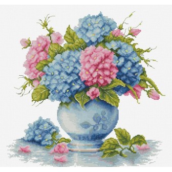 Luca-S Kit de broderie Vase avec Hortensia