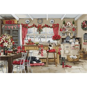 Borduurpakket Kerstboerderijkeuken Borduurpakket Kerstboerderijkeuken