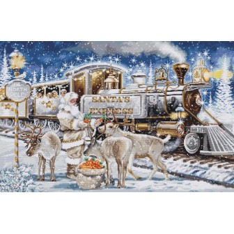 Luca-S Stickset Weihnachtsmann Express Weiß