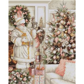 Kit de broderie Père Noël blanc avec sapin de Noël Kit de broderie Père Noël blanc avec sapin de Noël