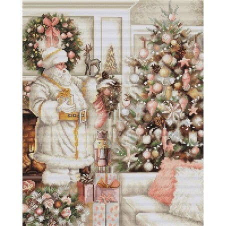 Luca-S Borduurpakket Witte Kerstman met kerstboom
