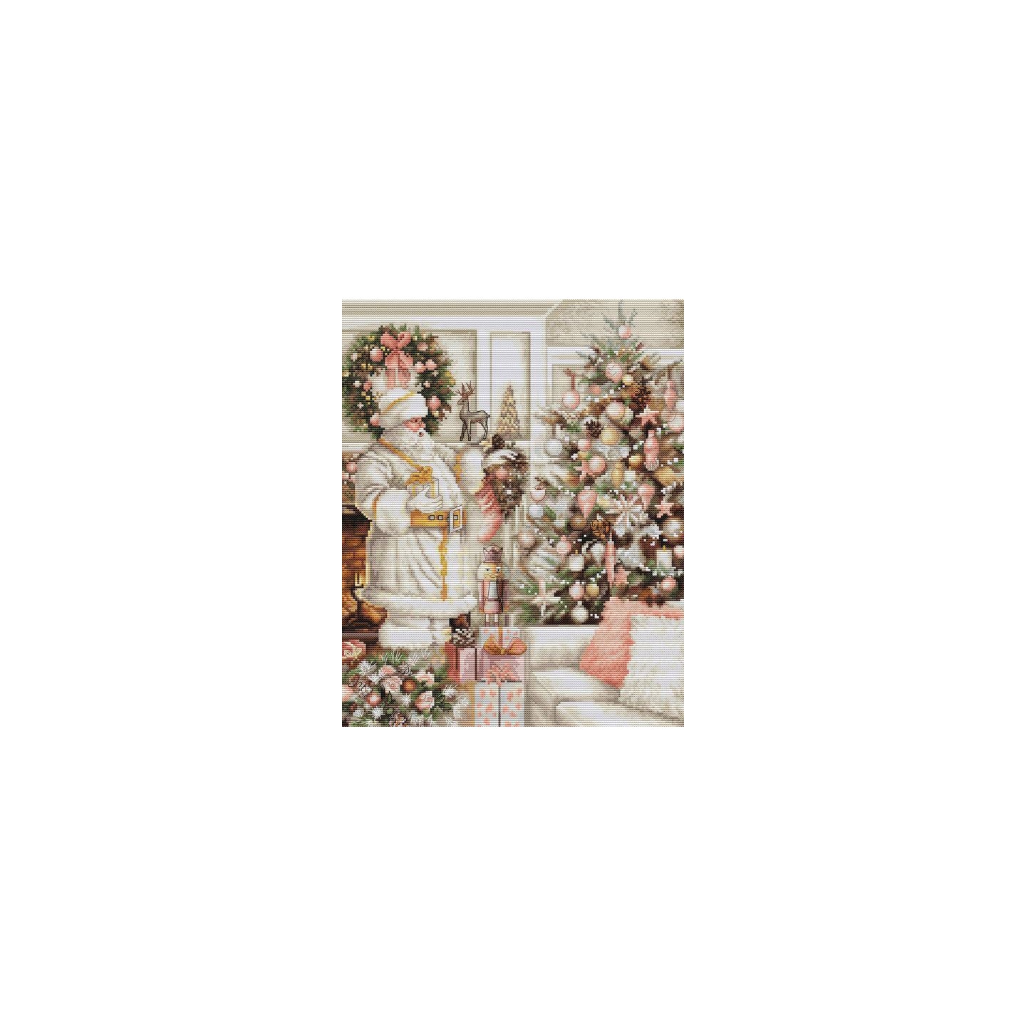 Luca-S Stickset Weißer Weihnachtsmann mit Weihnachtsbaum