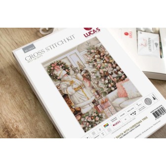 Luca-S Stickset Weißer Weihnachtsmann mit Weihnachtsbaum