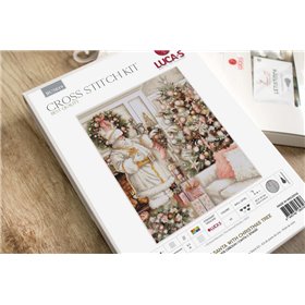 Kit de broderie Père Noël blanc avec sapin de Noël Kit de broderie Père Noël blanc avec sapin de Noël
