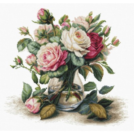 Stickset Vase mit Rosen