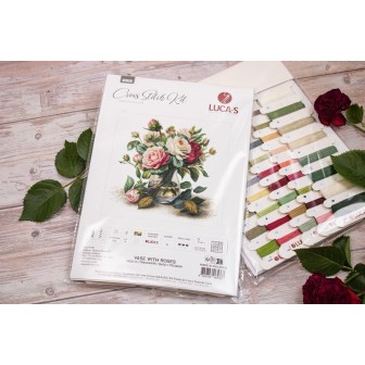 Luca-S Stickset Vase mit Rosen