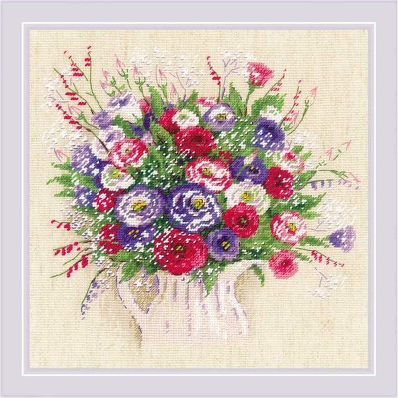 Stickset Blumenstrauß mit Eustoma und Schleierkraut Stickset Blumenstrauß mit Eustoma und Schleierkraut