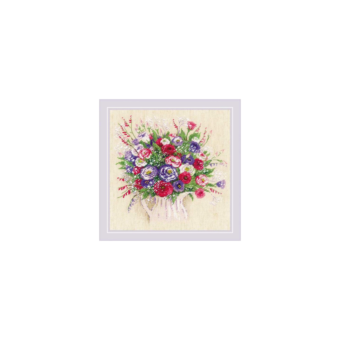 Riolis Kit de broderie Bouquet d'Eustoma et de Gypsophile