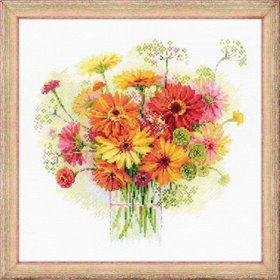 Embroidery kit Watercolor Gerberas