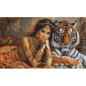 Luca-S Embroidery kit The Indian Princess and The Royal Tiger
