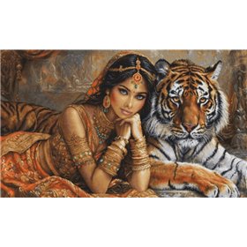 Kit de broderie La princesse indienne et le tigre royal