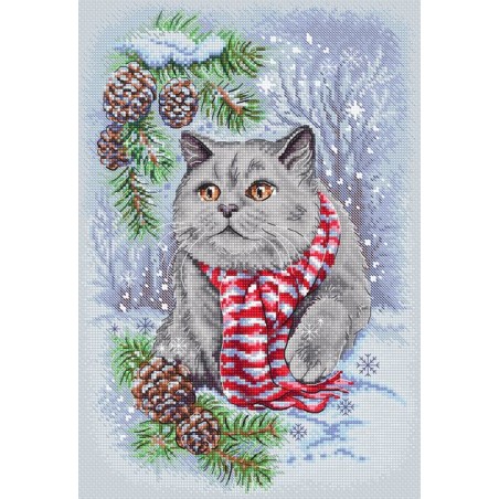 Borduurpakket Winter Kat