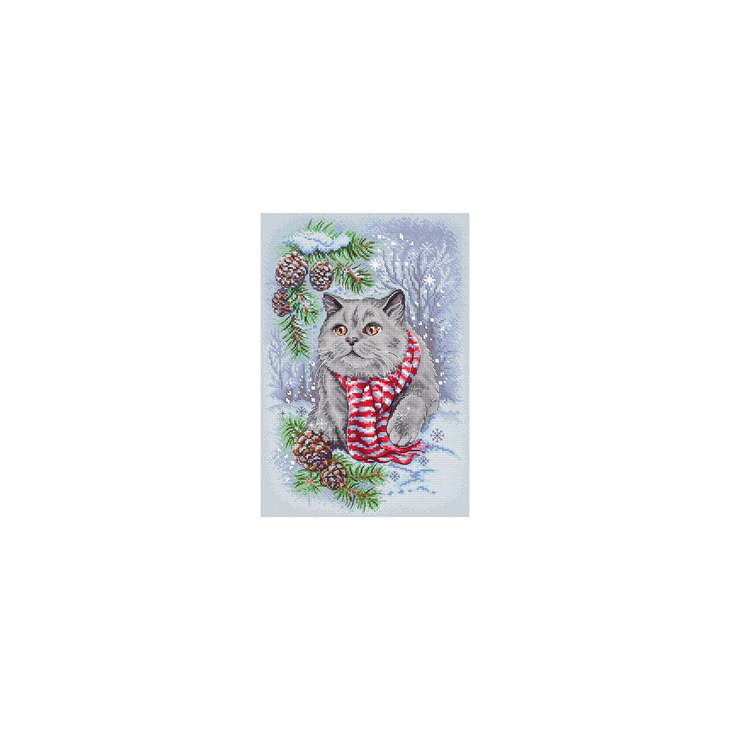 Kit de broderie Chat d'hiver