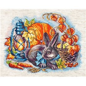 Borduurpakket Herfst met een konijn
