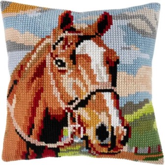 Cross stitch cushion kit Brown horse