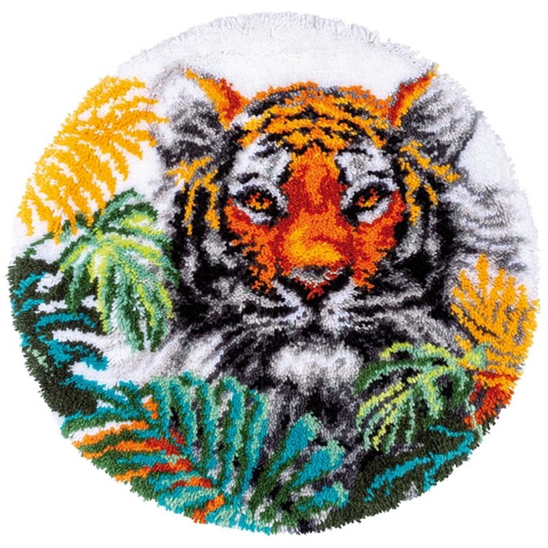 Knüpfformteppichpackung Tiger im Dschungelblättern 187077