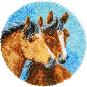 Kit tapis modelé au point noué 2 Chevaux
