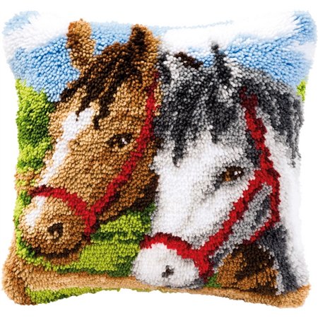 Kit coussin au point noué 2 chevaux 14157 Kit coussin au point noué 2 chevaux 14157