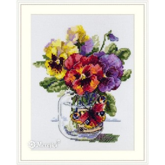 Merejka Kit de broderie Pensées et papillon